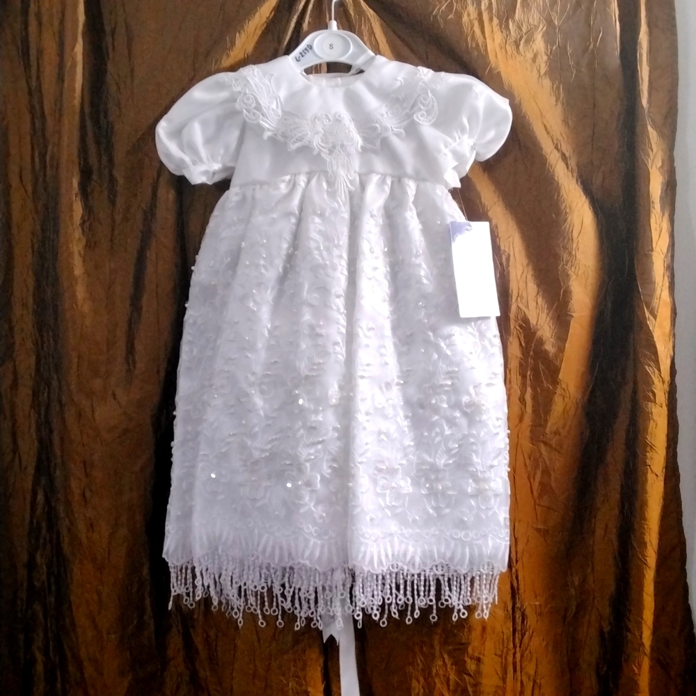 L-2550 Size:S White Baptismal/Christening Girl's dress